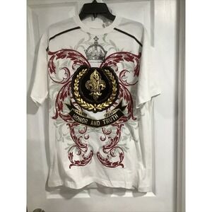 Vintage CLENCH | Honor And Truth Sewn Embroidered  T-Shirt Y2K | Men's XL